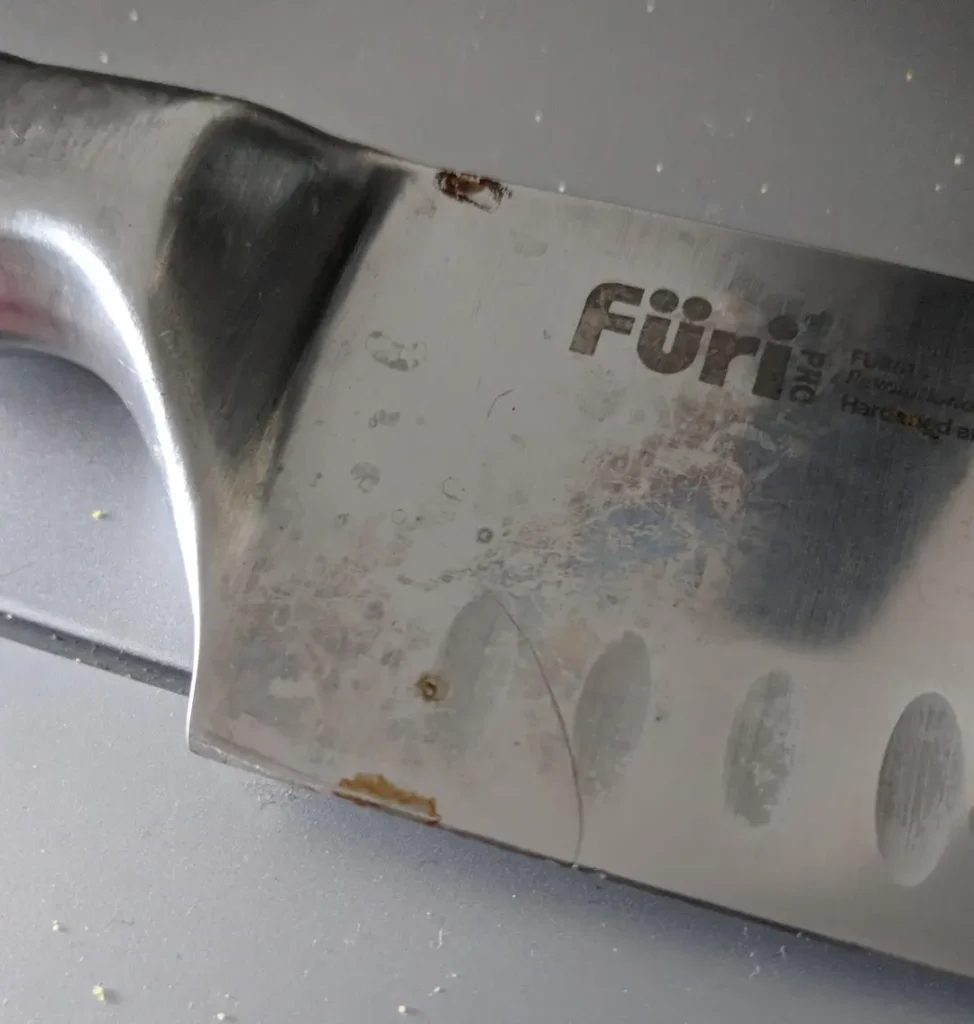 Crack in knife